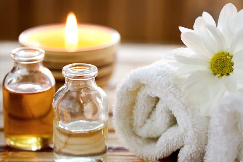 massage oils and candle