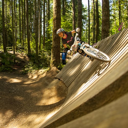 woman riding mountain bike